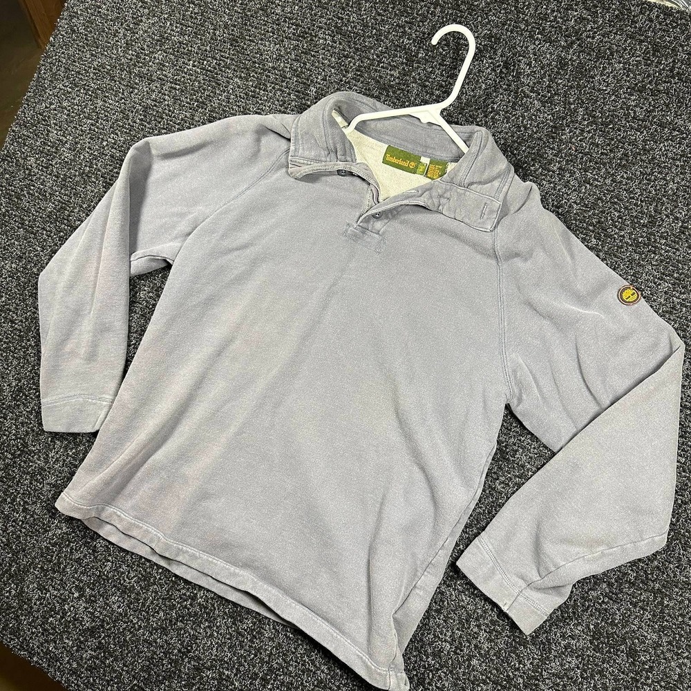Timberland Quarter Button Pullover Mens Size M Gray Long Sleeve Sweatshirt